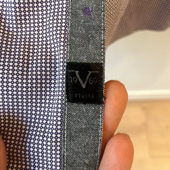 VGUC Versace fine purple and white patterned shirt with grey contrast trim - Picture 4 of 8